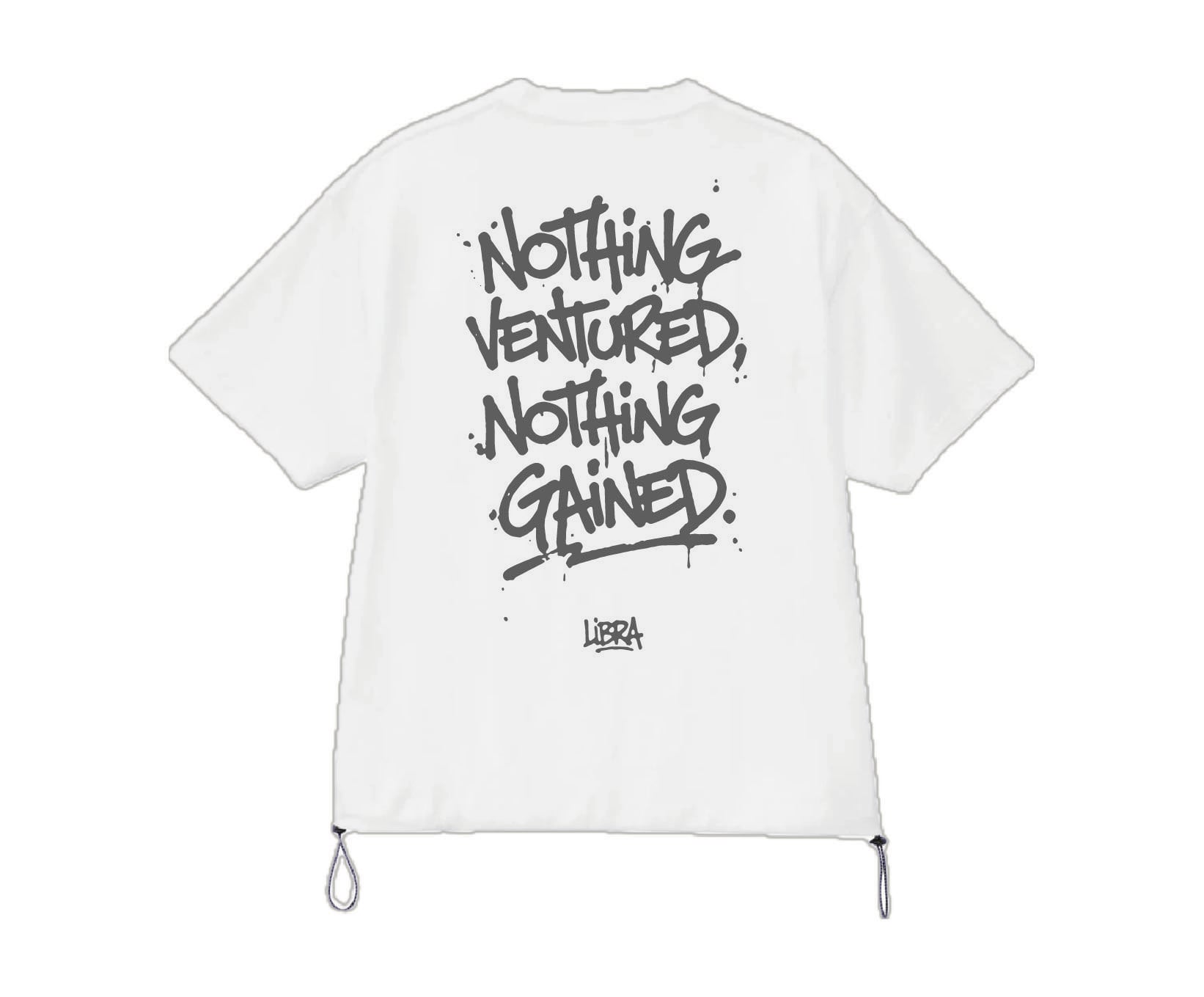 LiBra "Nothing Ventured,Nothing Gained." Draw Cord T-shirts【White】LB-24