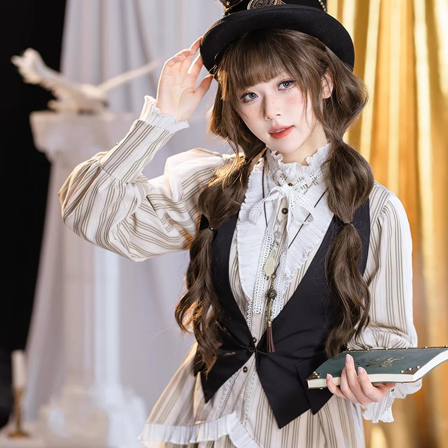 サイバーパンク シングルボタン ベスト 編み上げ ホルターネック|天使と悪魔