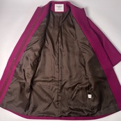 UNITED ARROWS green label relaxing FAbRICA イタリア製生地 カシミヤ混 ノーカラー フレアスリーブコート 36/マゼンタ