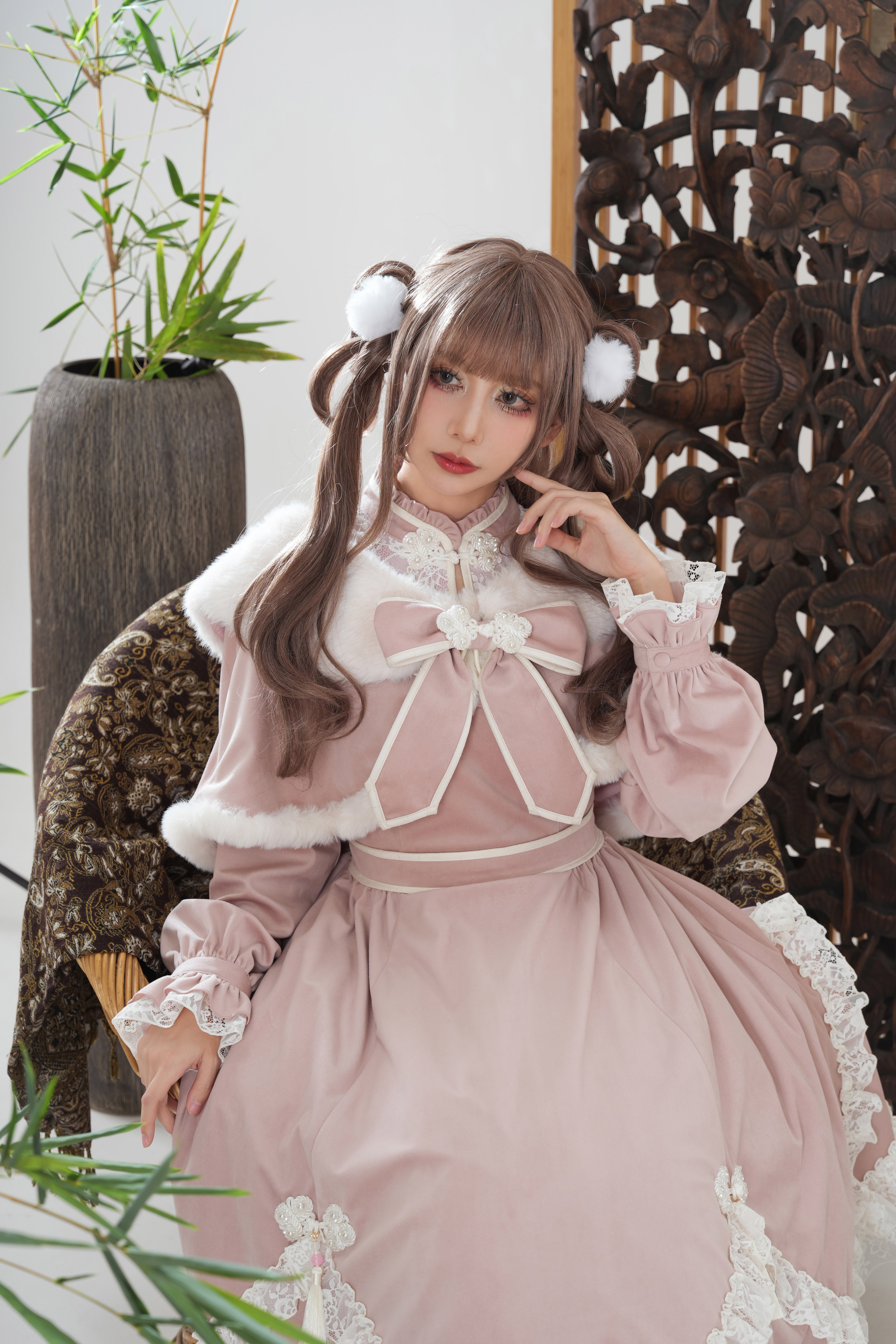 桃源華 ファーケープ付きワンピース | HoshibakoWorks