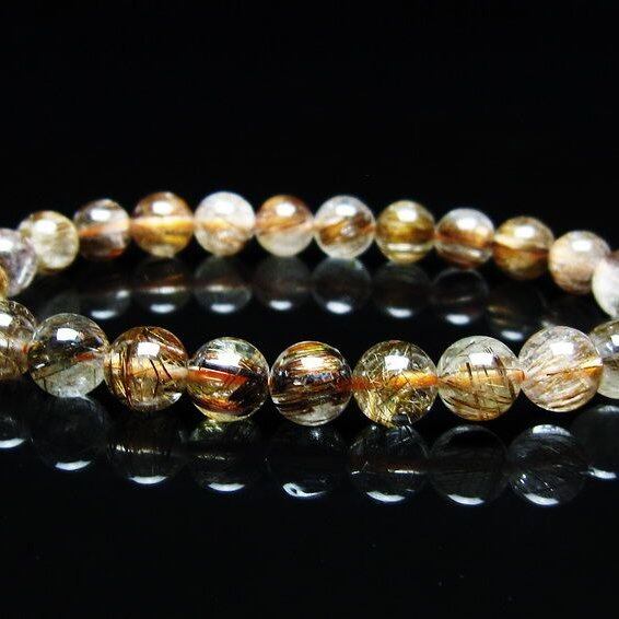 キャッツアイルチルクォーツ ブレスレット 7mm ルチルクォーツ ブレス 一点物 メール便可 [M便 1/10] 111-45793