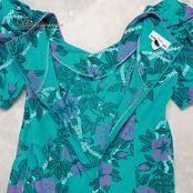 フラダンス 衣装 ワンピース ドレス フラ ダンス T&L MUUMUU FACTORY グリーン系 花柄 緑 白 紫 ハワイアン アロハ パフスリーブ 淡い ボリューム ふんわり ホワイト系 パープル系 ②