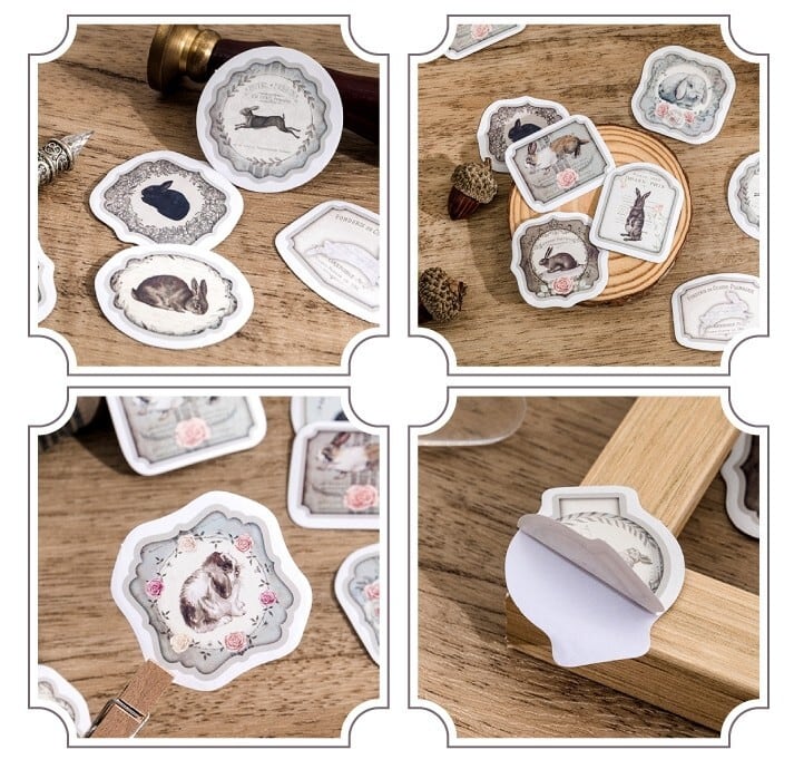 海外製ゆるーい うさぎちゃん フレークシール