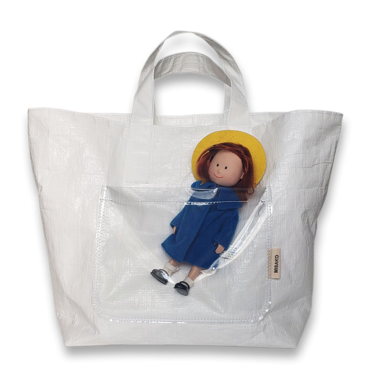eco tote bag white clear pocket (エコ トートバッグ ホワイト クリア ...