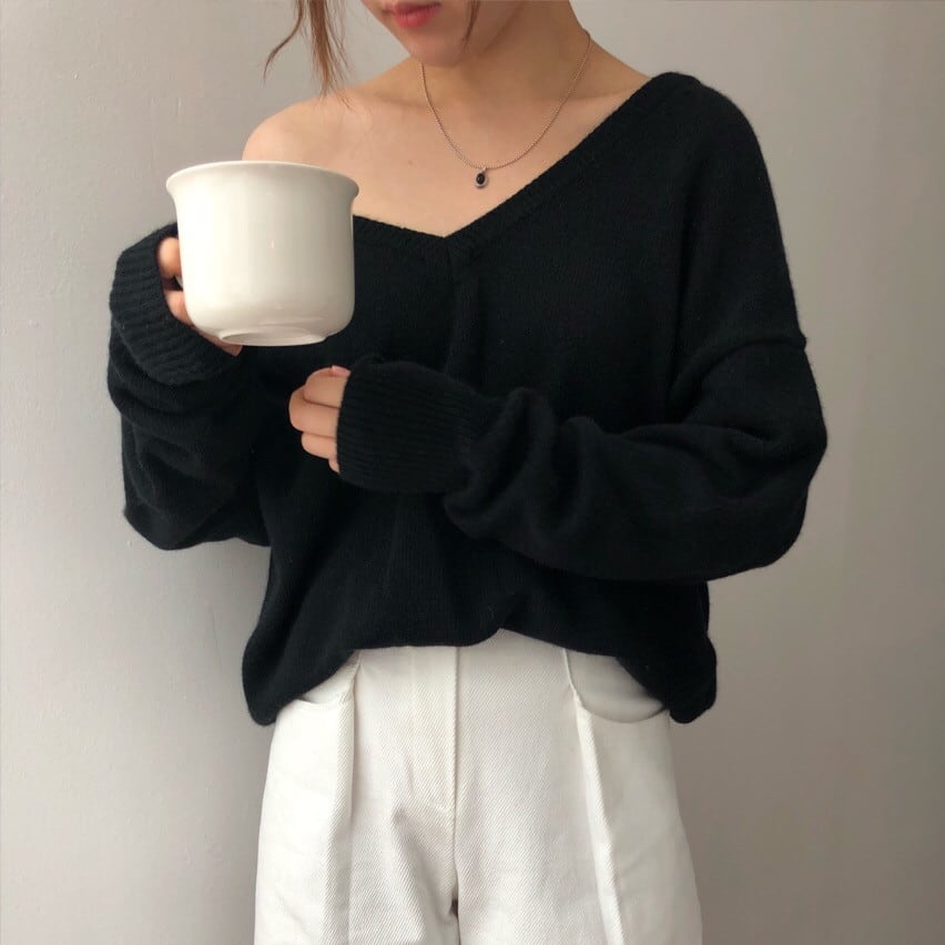 オフショル風 ニットセーター