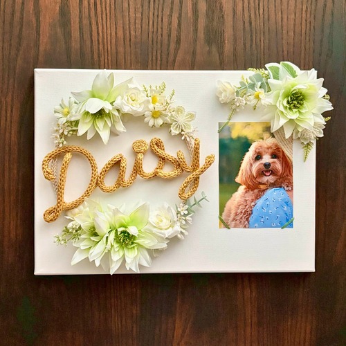 【恋するリース／フォトキャンバス】ニュアンスホワイト（※文字の毛糸はお好きなカラーを）