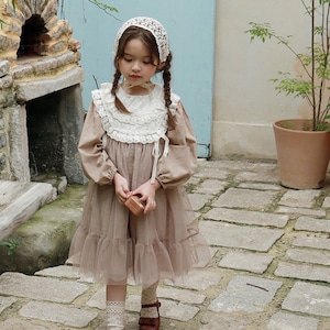 秋レースメッシュウエストフェアリードレス