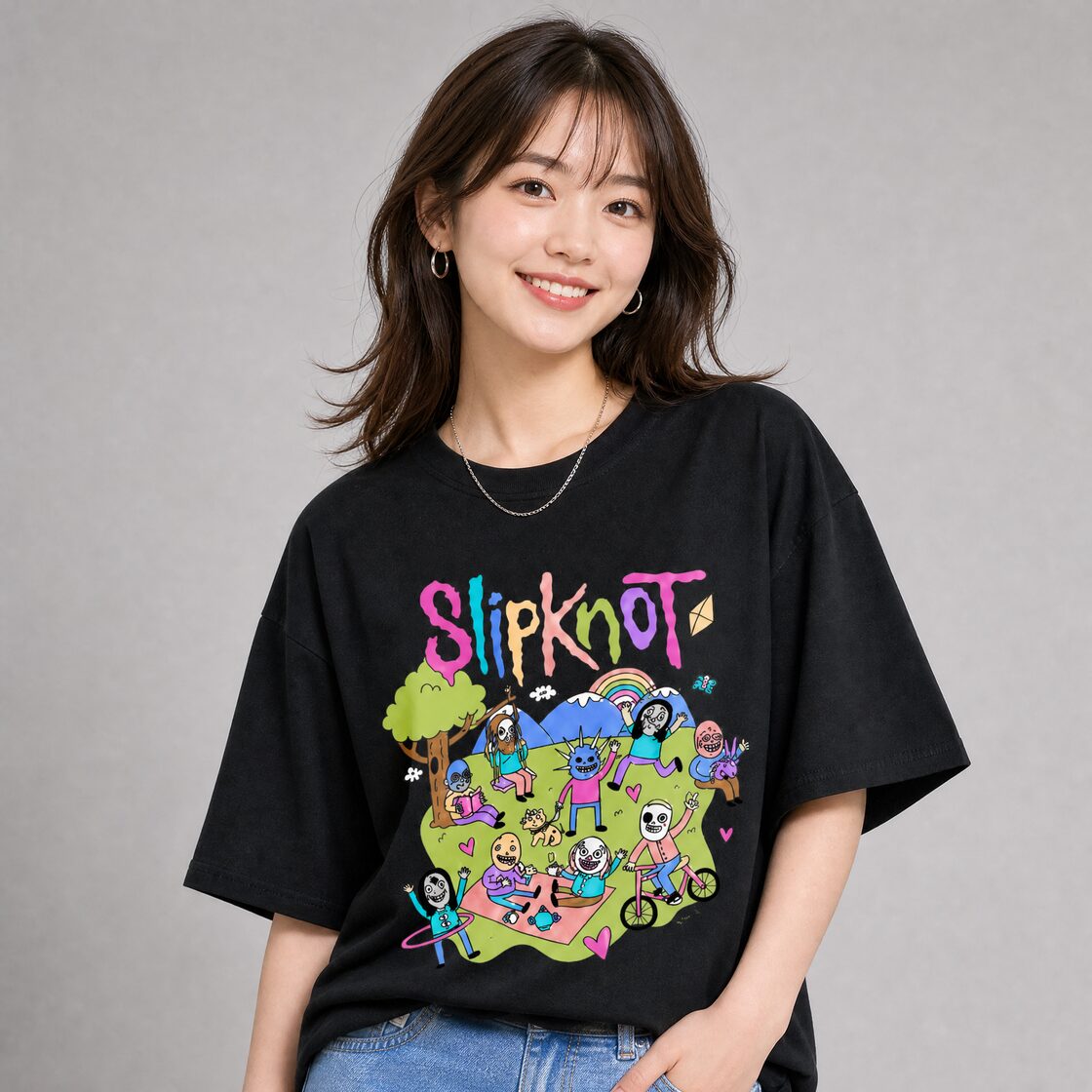 スリップノット 半袖Tシャツ カートゥーンデザイン トップス お出かけ