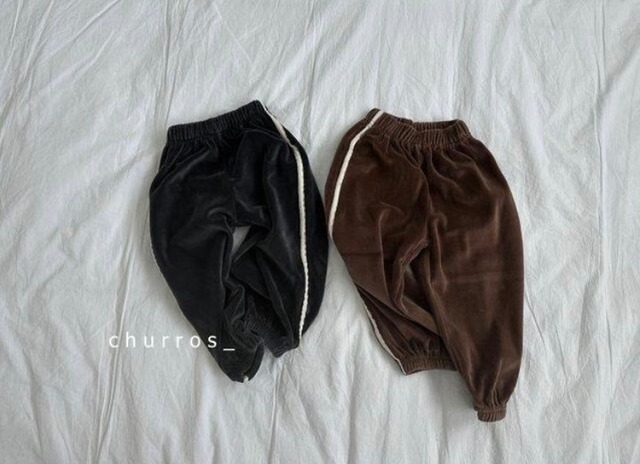 【取寄せ】CHURROS チュロス パンツ ボトムス 長ズボン 韓国子供服 こども 男の子 boy ボーイ Unisex ユニセックス 男女兼用 女の子 ガール girl 秋 冬 春 子ども服 韓国 可愛い カワイイ 95cm 105cm 115cm 125cm baby kids ベビー キッズ ブラウン チャコール