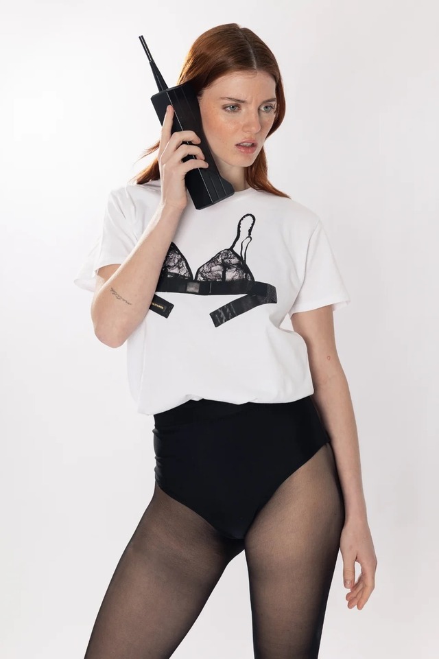 LACE BRA T-SHIRT - WHITE