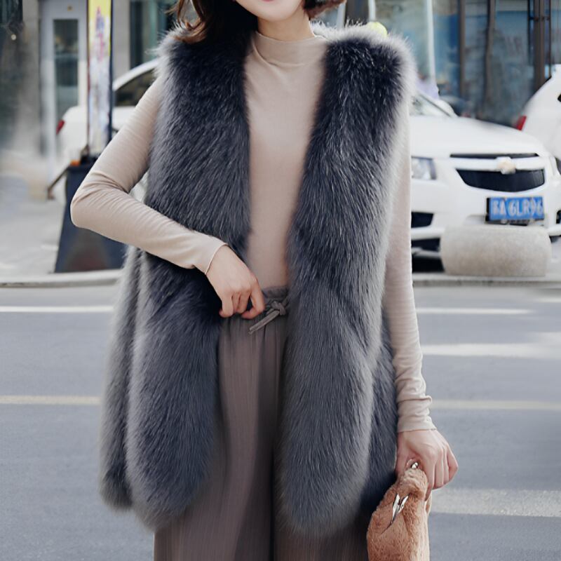 フェイクファーベスト E00370