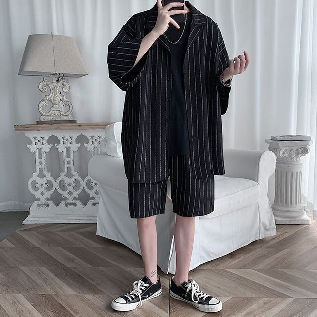 予約販売】メンズ セットアップ 上下 ハーフパンツ 半袖シャツ