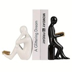 本を読む人 ブックエンド ブックスタンド 白黒 ２個セット 本棚 収納 書斎 カフェ 装飾 おしゃれ 北欧