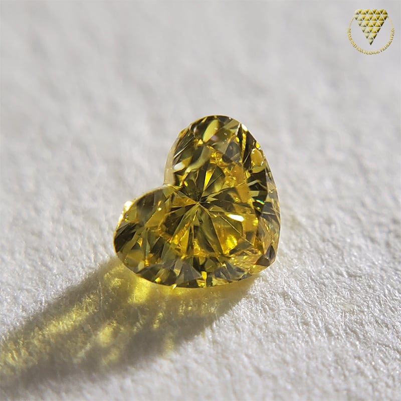 0.150 ct Fancy Vivid Yellow SI1 CGL 天然 イエロー ダイヤモンド ルース ハート シェイプ | DIAMOND  EXCHANGE FEDERATION