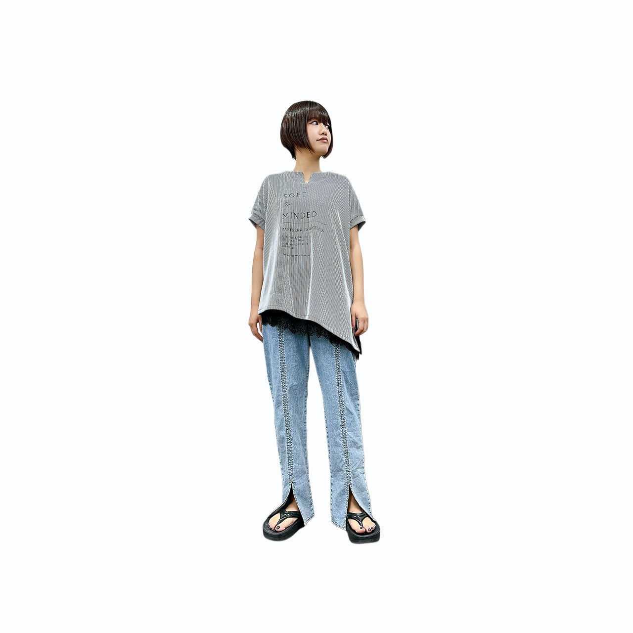 アシンメトリーストライプTシャツ 836623 ayane アヤン | andyou2016