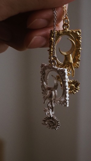 Brass necklace of sunflower that loved the moon