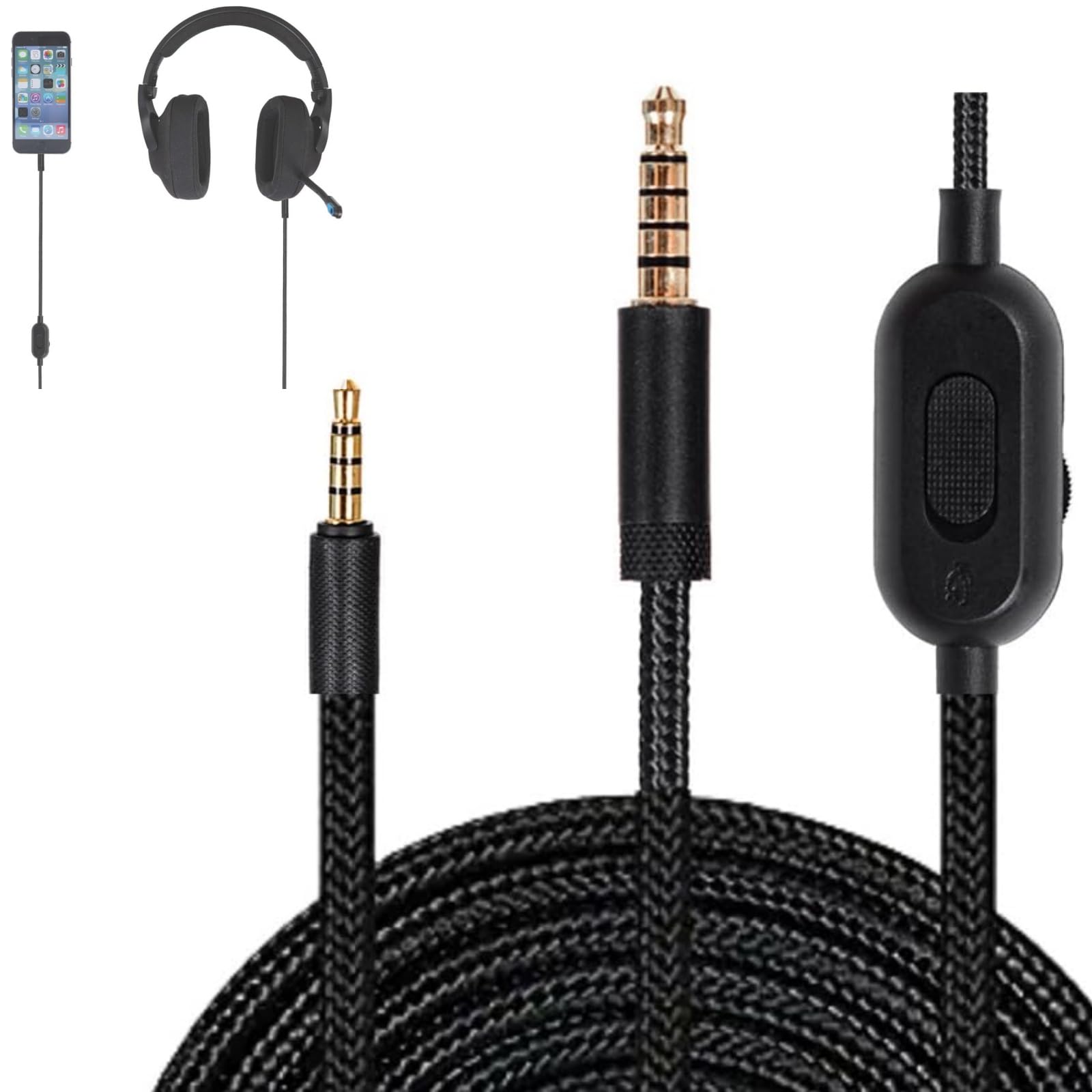 PUSOKEI Câble Audio Avec Contrôle Volume & Micro Pour Casque Gaming Logitech G233 G433 GPRO GPROX – 2m, Plug & Play, Son Haute Qualité