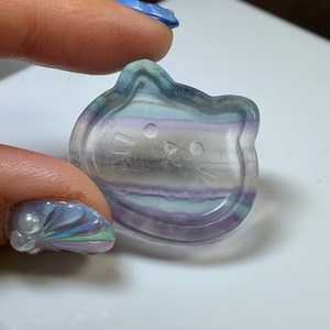 31.(訳)可愛い猫顔☆フローライト猫皿