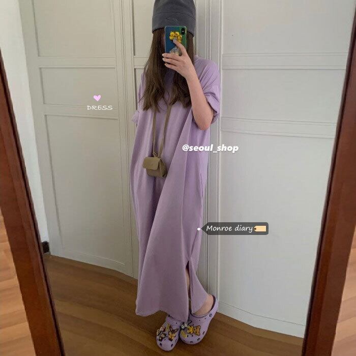 Tシャツ ドレス スカート 薄手ルーズサマーロング 夏物 モンロー5387154767