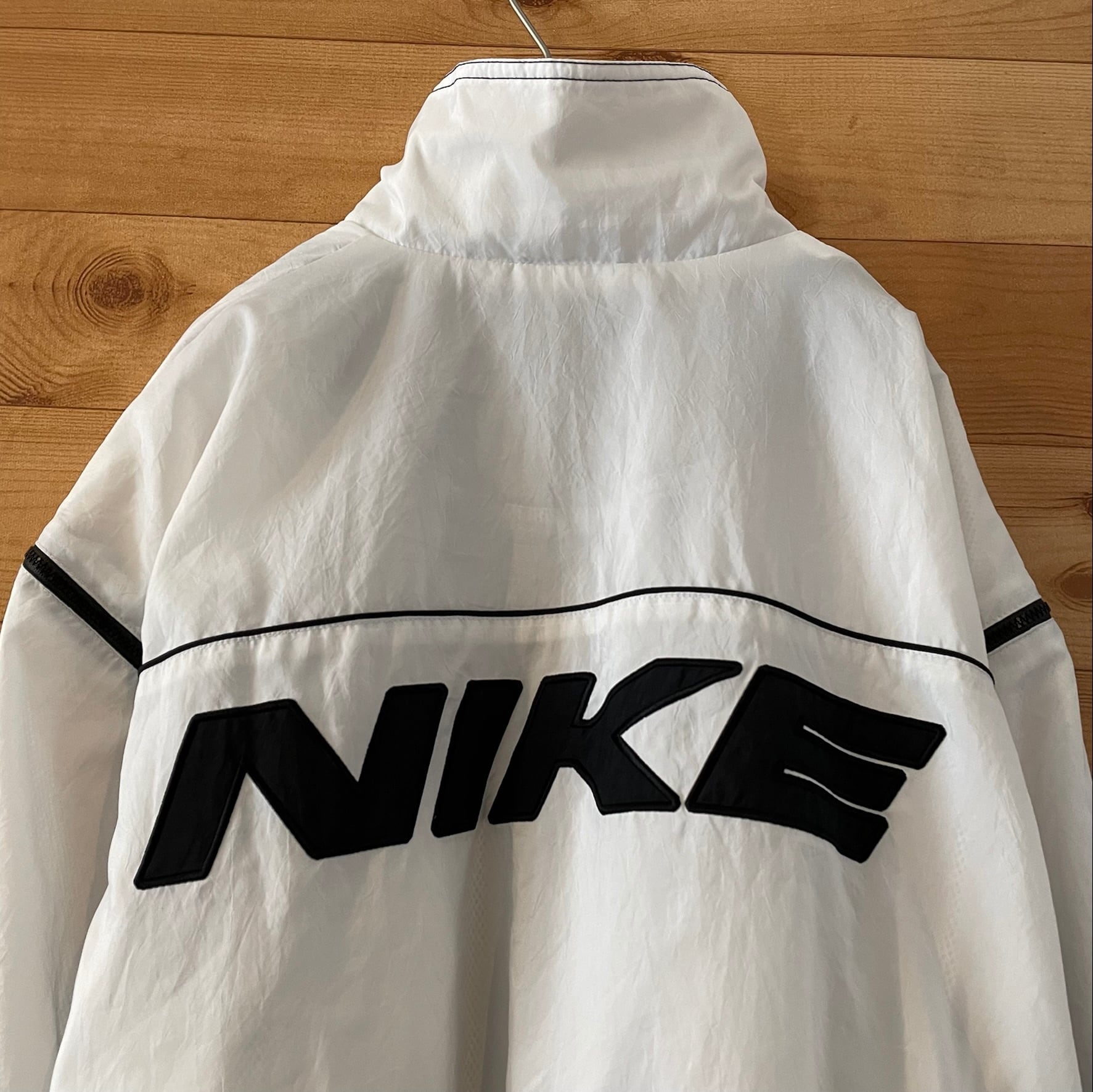 90s 白タグ Nike ナイロン コーチ ジャケット 両面ロゴ ブラック