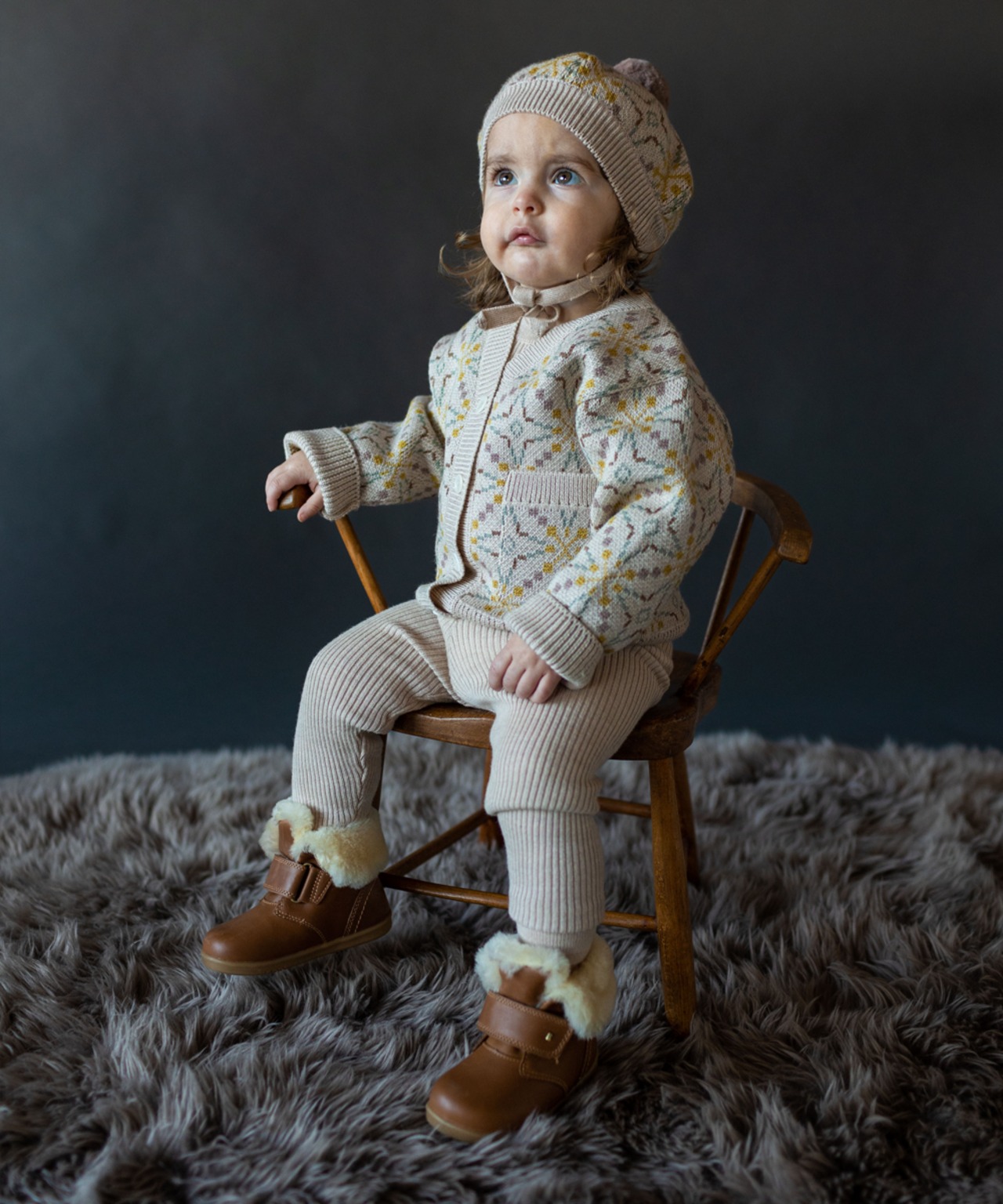 4,6Y - LLYN CARDIGAN - ALMOND  / MABLI