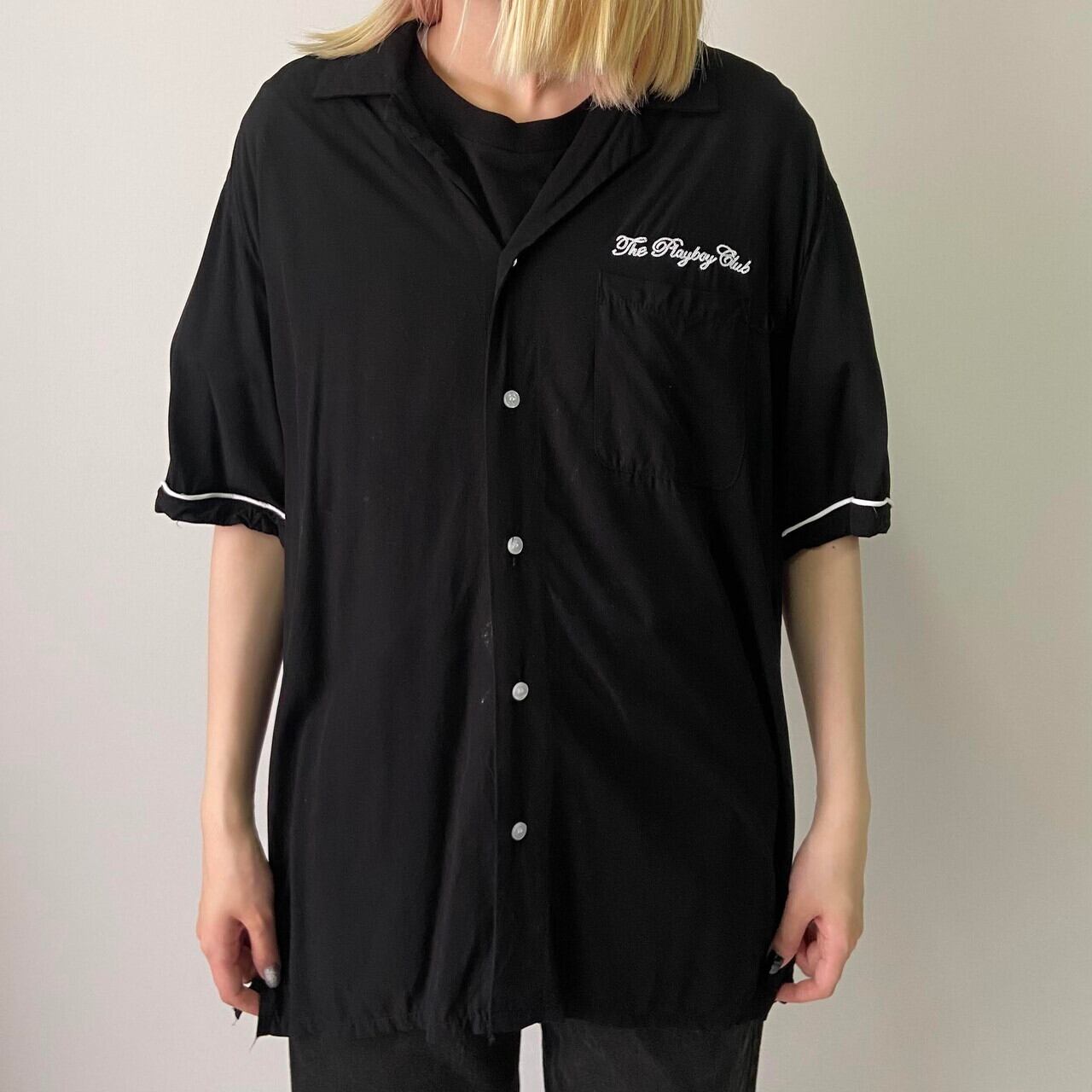 PLAY BOY プレイボーイ チェーン刺? ネーム刺繍 開襟 レーヨン