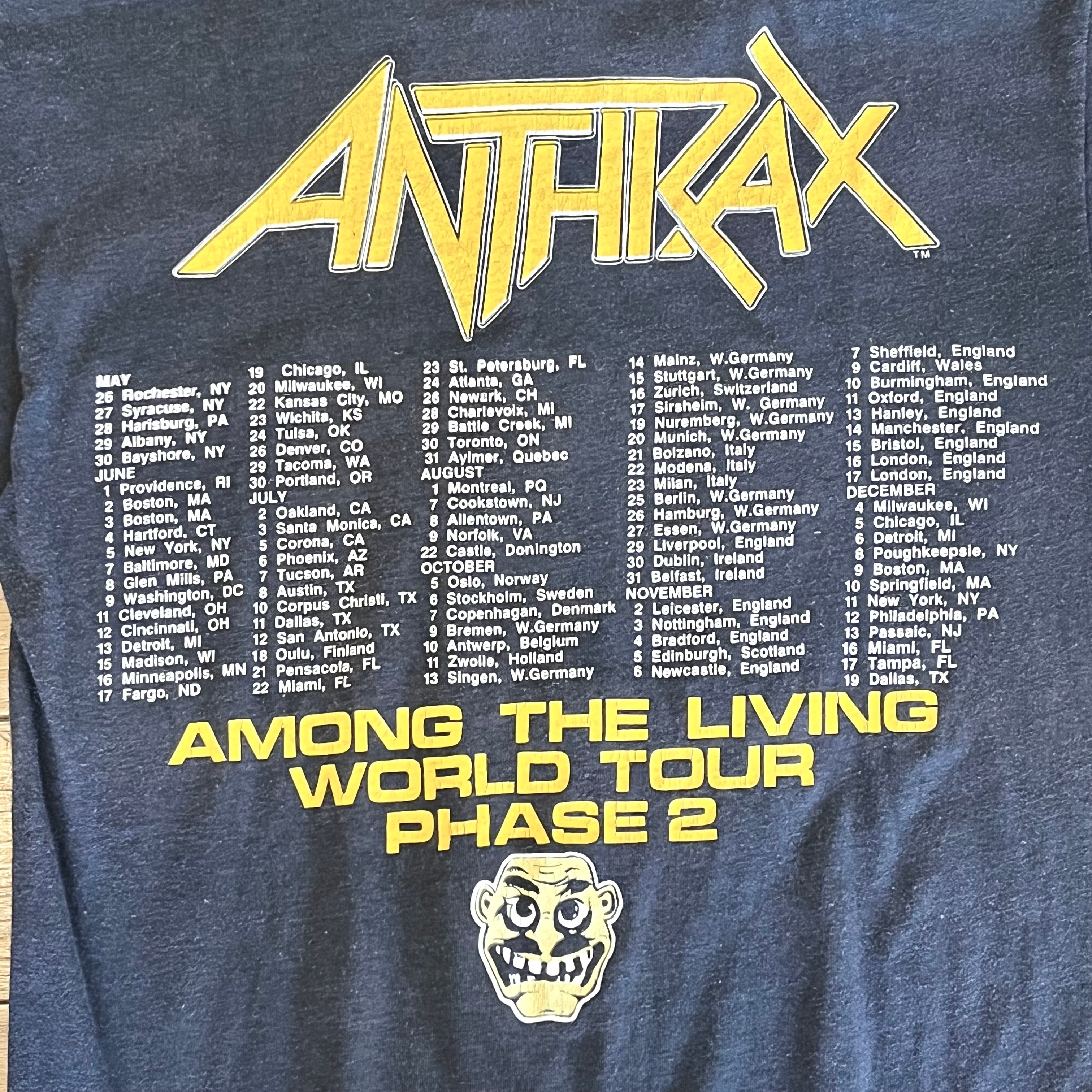1987 ANTHRAX / AMONG THE LIVING WORLD TOUR PHASE 2 Tシャツ | MAD