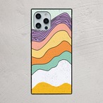 受注生産 iPhoneケース 紫と黄色の地層ウェーブ｜レトロウェーブ CURV049C