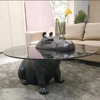 テーブル 動物 ローテーブル コーヒーテーブル カバ 強化ガラス ラウンドテーブル リビング  イタリアン モダン 家具 おしゃれ アメリカン