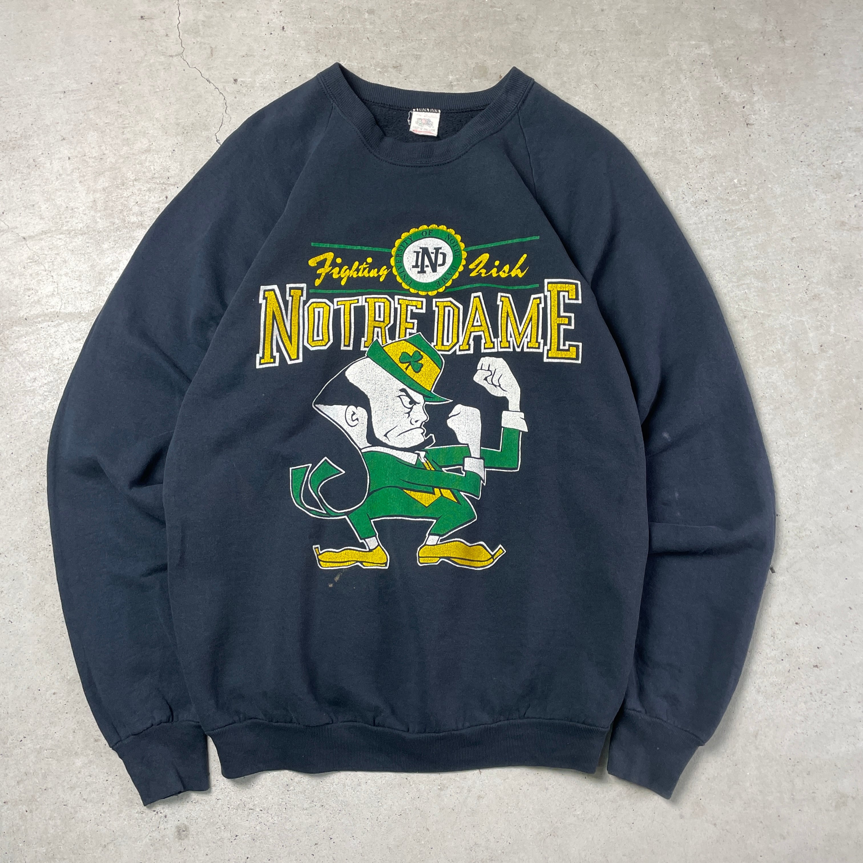 80年代 USA製 NotleDame Fighting Irish カレッジ チーム ラグラン