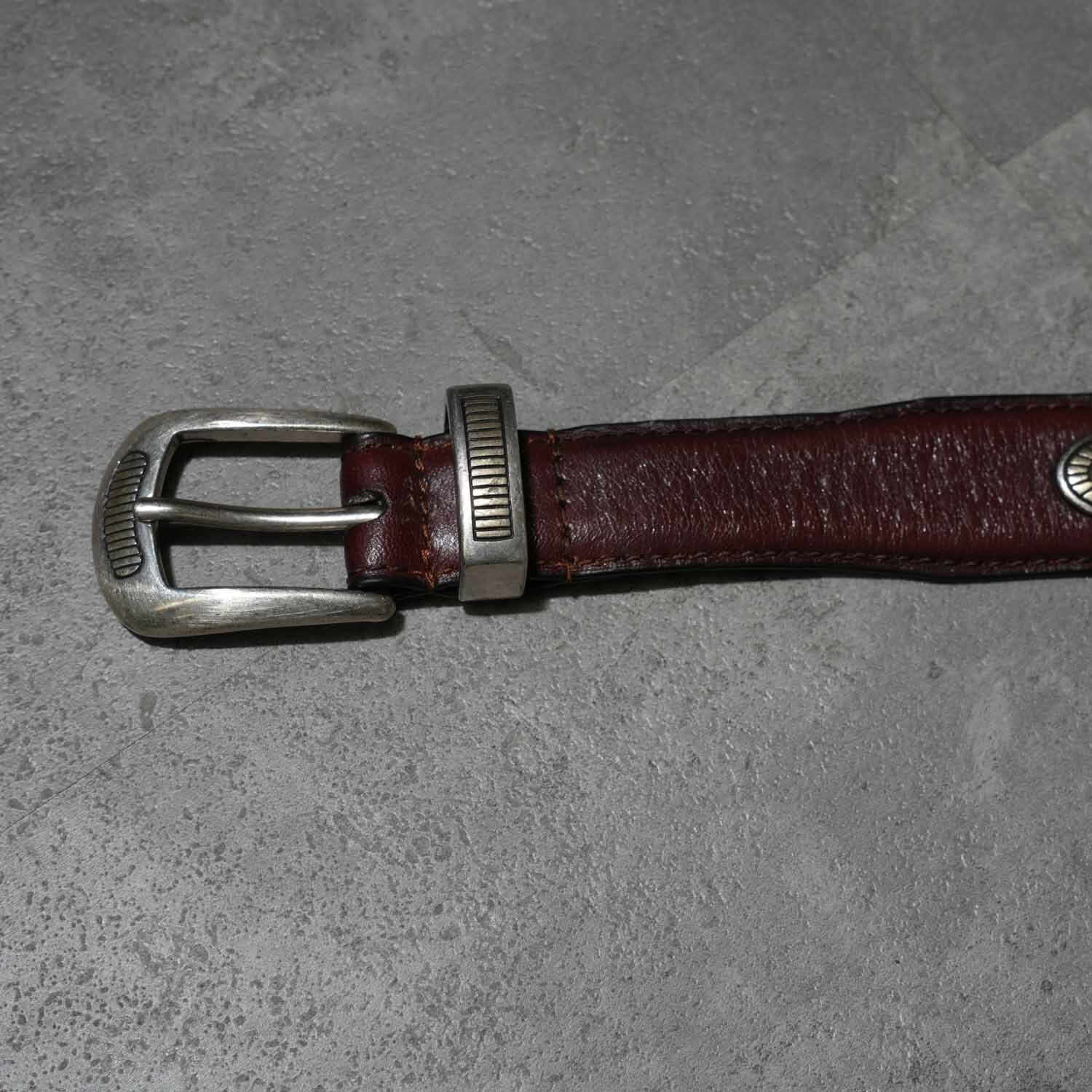 90s～ FOSSIL Leather Woven Concho Belt / フォッシル レザーコンチョ