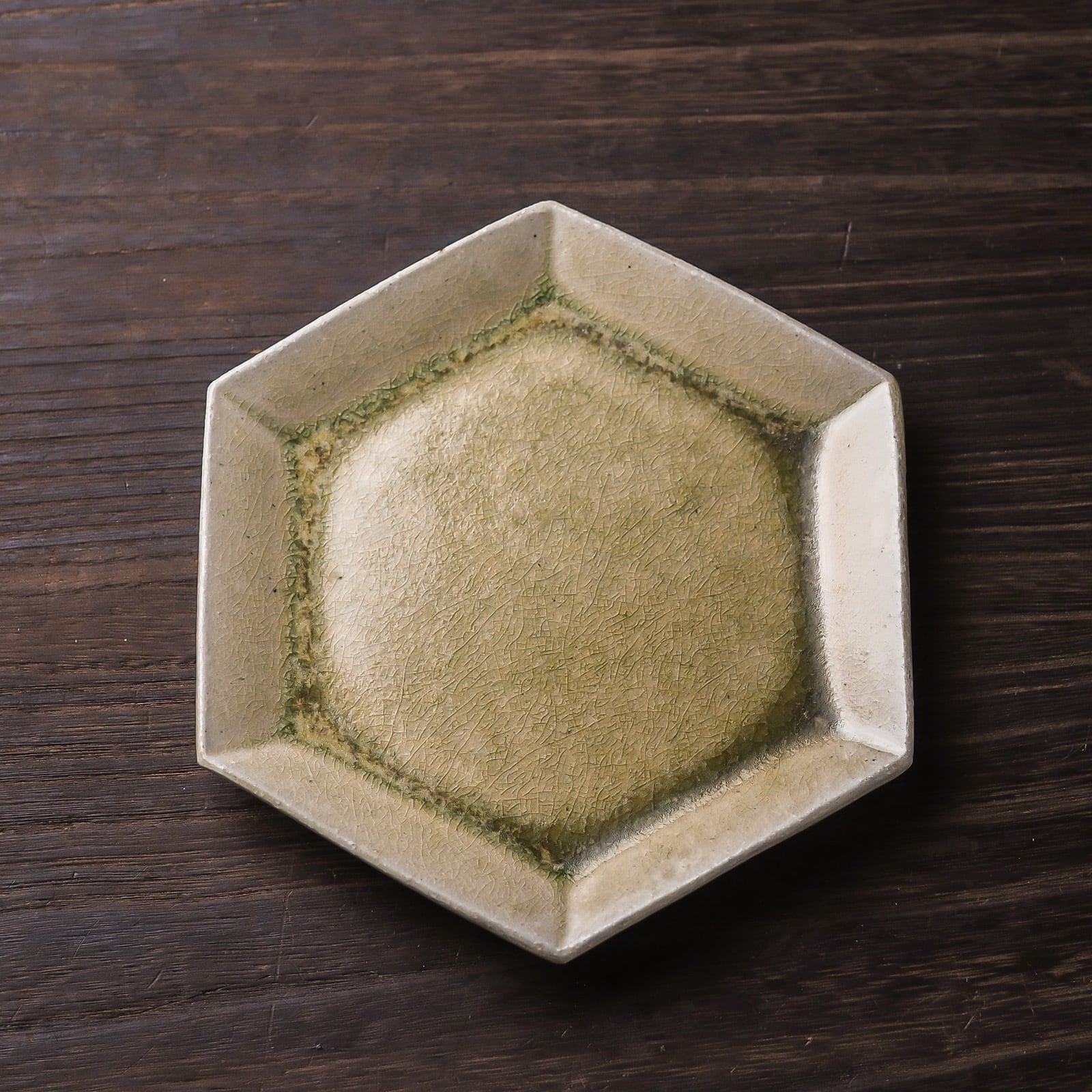 灰釉 六角皿 中（小皿 中皿 取皿）／阿部 恵里