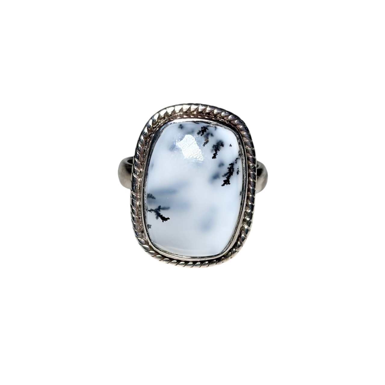 vintage dendritic agate silver ring
