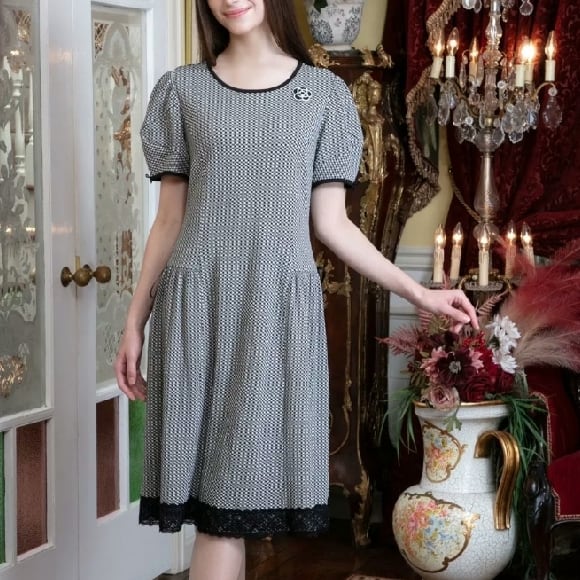 Super Beauty ニットワンピース 40 黒・アイボリー