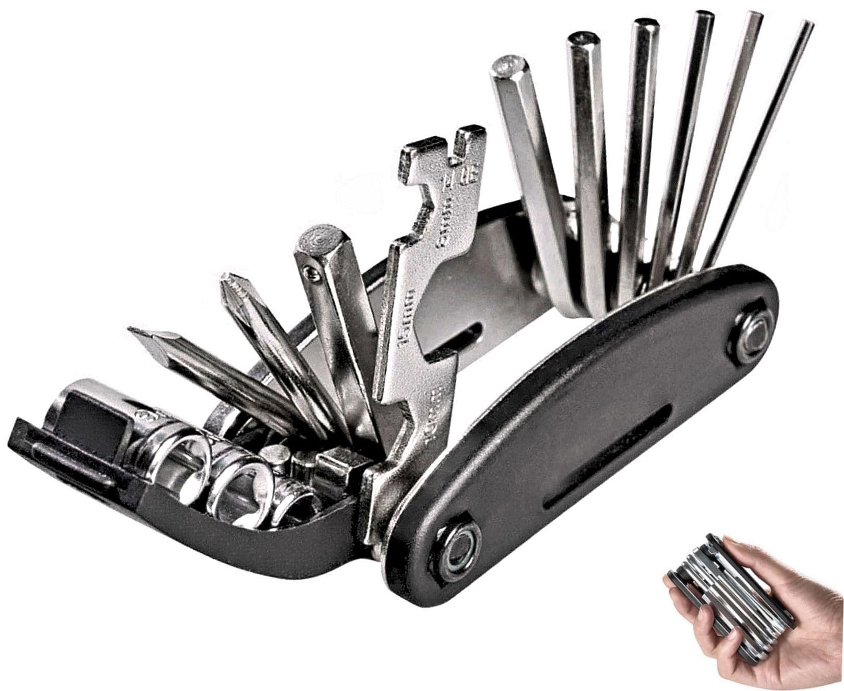 【人気】自転車工具 ポータブル マルチツール 携帯 16in1 工具セット 六角レンチ ドライバー ソケット 多機能 折りたたみ式 自転車メンテ 持ち運び便利 ツール アウトドア 屋外作業 ツーリング ロードバイク