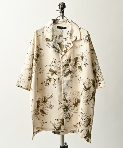 Revertical All-over print big silhouette open collar shirt (5) RV8960