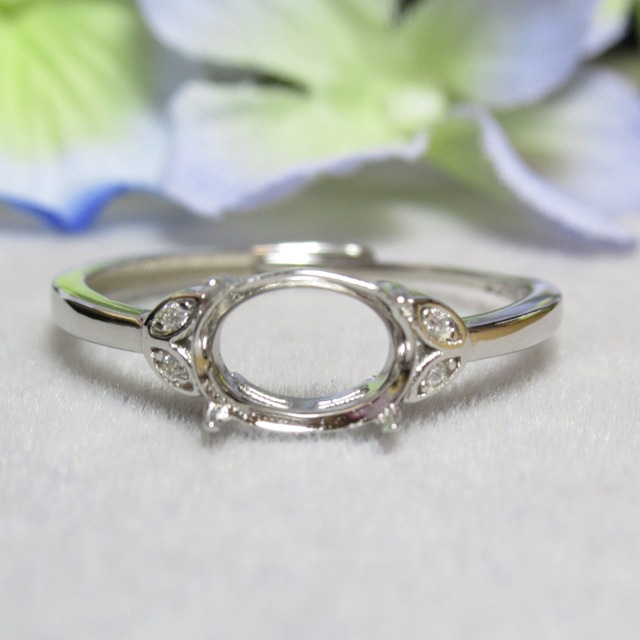 8×6㎜  横向き バーデュアCZ S925 リング台 SV