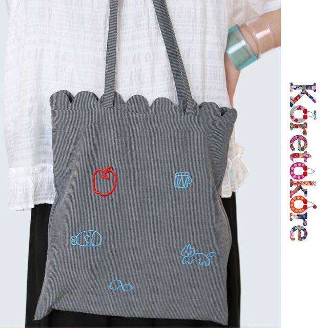 Scallop Stripe Tote Bag A2053