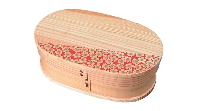 日本伝統の蒔絵　曲げわっぱ弁当箱　蒔絵　舞さくら