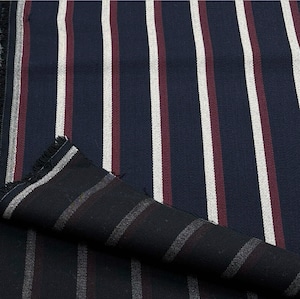 ★AM140◆1.4m◆ラスト1点‼◆綿ウール混先染めストライプ生地◆ネイビー×オフホワ×レッド