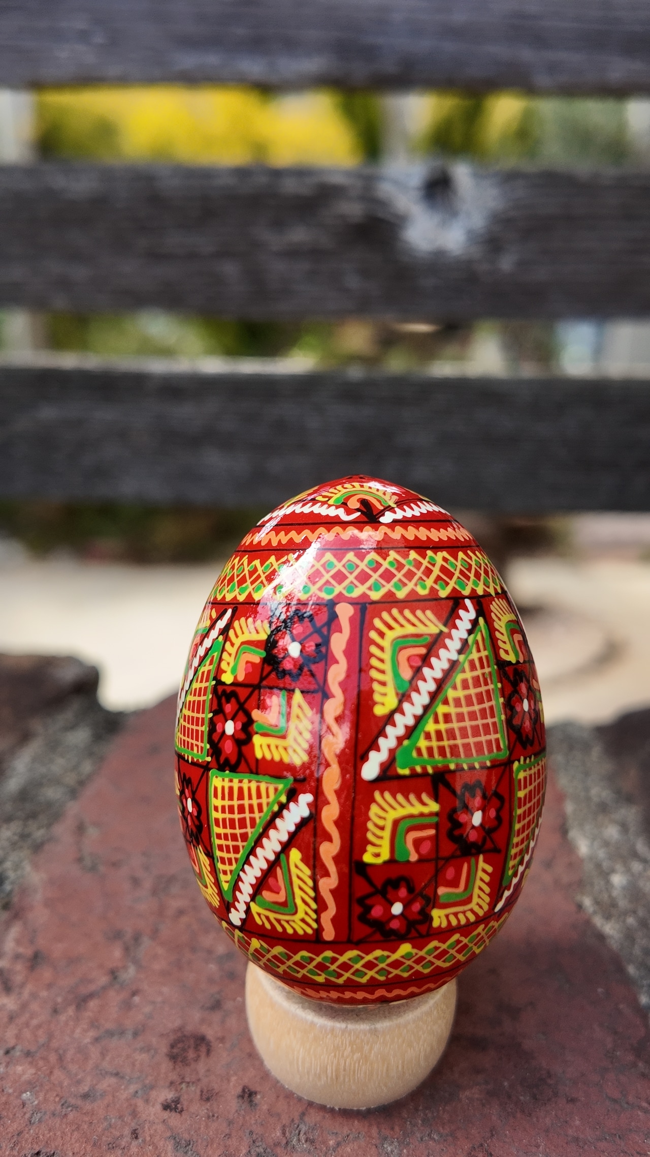 装飾用木製プィサンカ（イースターエッグ）with stand　コロミヤモデル - 1