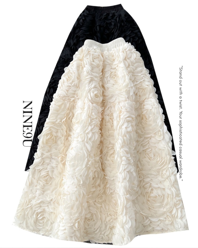 floral motif a-line skirt 2color【NINE0173】