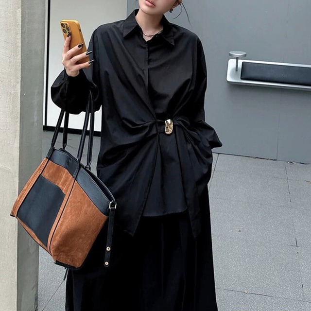 Twist buckle long shirt【2color】 C1436