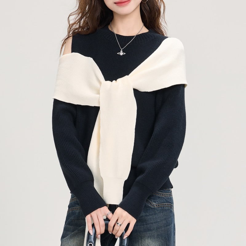 shoukder-cut knitdocking knit m0900