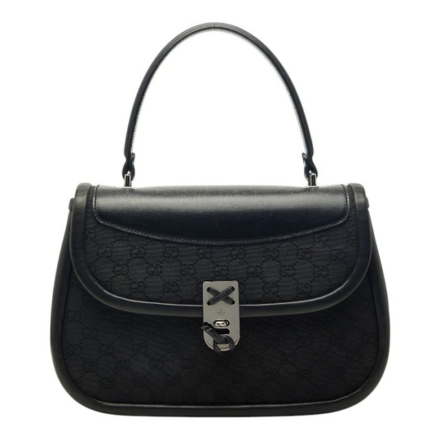 グッチ GGキャンバス ハンドバッグ 109109 ブラック キャンバス レザー レディース GUCCI 【中古】