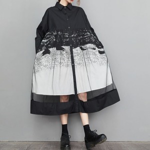 Ink Design Mesh Dress / インク デザイン メッシュ ワンピース