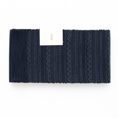 半巾帯　en coton「段々（だんだん）」navy blue