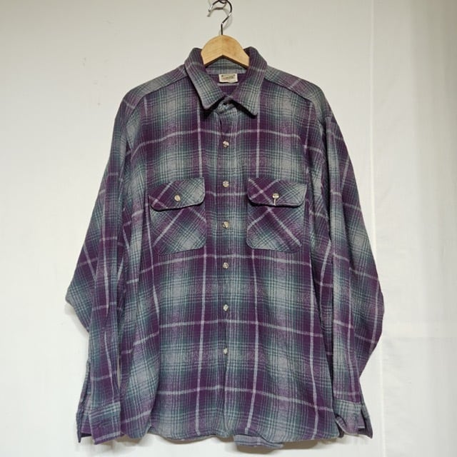 1990s FIVE BROTHER Heavy Flannel Shirt Shadow Plaid XXL USA
