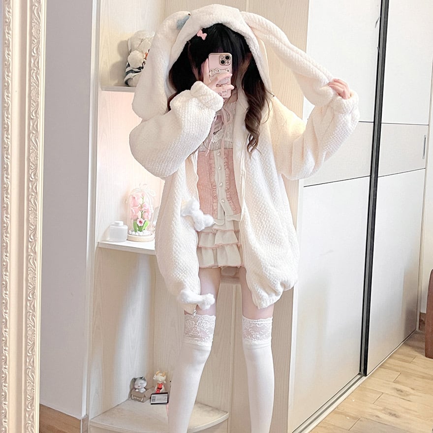 カーディガン フリースパーカー うさみみ もこもこ ふわふわ アウター