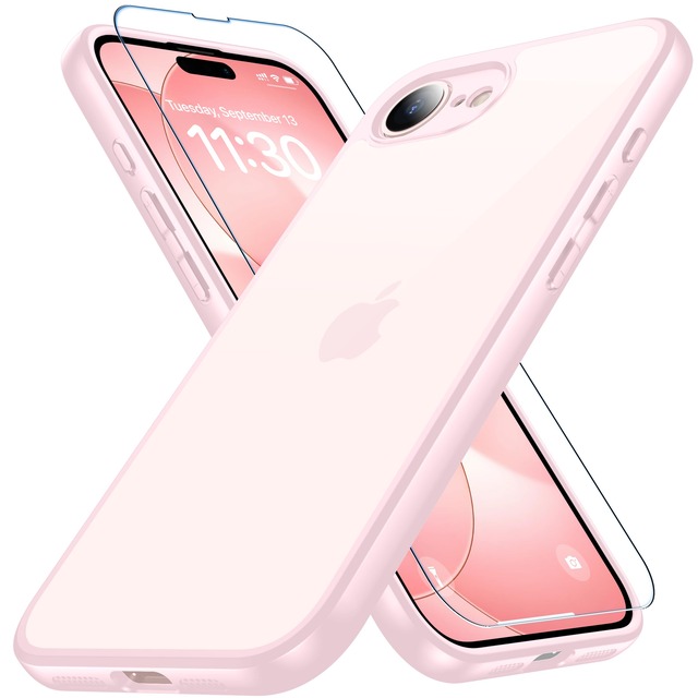 iPhone 17e/16e 用 ケース ピンク ガラスフィルム付き 耐衝撃 アイフォン 17e/16e 用 ケース 米軍MIL規格 黄ばみ防止